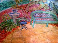 Whimsical Florida Scene - Colored Pencil Marker And Pain Mixed Media - By Jillian Bernstein, Funnism Mixed Media Artist
