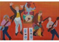 A Pop Music Concert - Oil On Sretched Canvas Paintings - By Ramakrishna Yellepeddi, Contemporary Indian Art Painting Artist