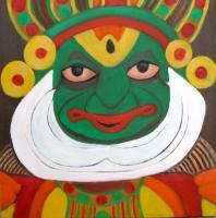 Kathakali Face - Kerala India - Oil On Sretched Canvas Paintings - By Ramakrishna Yellepeddi, Contemporary Indian Art Painting Artist
