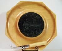 Yellowheart Cheese  Cracker Tray With Knife - Wood Woodwork - By Ken Exline, Lathe Turned Woodwork Artist