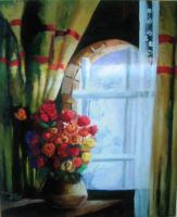Flowers Shari - Oil On Canvas Paintings - By Abdelfattah Ameen, Paintings Painting Artist