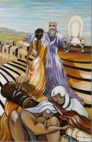 Biblical Art Art - King Salomon Welcoms The Queen Sheba - Oil On Canvas