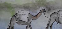 The Camels - Watercolour Paint Paintings - By Betty Akinyi, The Wash Technique With Waterc Painting Artist