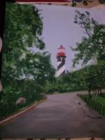 Staugustine Fla Lighthouse - Acrylic Paintings - By James Kidwell, Free Hand Painting Artist