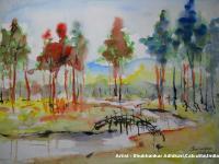 After The Rain - Watercolour Paintings - By Shubhankar Adhikari, Naturescape Painting Artist