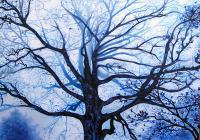 Tree In Fog - Acrylic Paintings - By Lightmare Studios, Expressionism Painting Artist