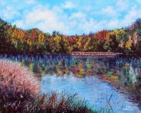 Lake At Crowders Mountain - Acrylic Paintings - By Lightmare Studios, Expressionism Painting Artist