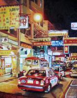 Cityscapes - Bright Lights Kowloon - Oil On Canvas