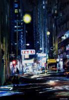 Cityscapes - Hong Kong Streetlife - Oil On Board