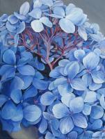 Blue Hydrangea - Acrylic Paintings - By Julia Patience, Realism Painting Artist