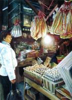 Cityscapes - The Egg Seller Hong Kong - Watercolour And Ink