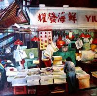 Seafood For Sale Hong Kong - Acrylic On Canvas Paintings - By Julia Patience, Realism Painting Artist