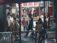 Night Shopping Hong Kong - Watercolour And Ink Paintings - By Julia Patience, Realism Painting Artist