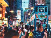 Cityscapes - Trams In Wanchai Hong Kong - Watercolour And Ink