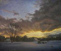 Field At Dusk - Oil On Linen Paintings - By Will Kefauver, Representational Painting Artist