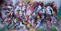 Horses - Gouache Paintings - By M V, Expression Painting Artist