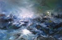 Storm On See - Oil On Panel Paintings - By M V, Expression Painting Artist