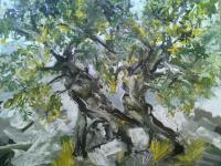 Olive Tree - Gouache Paintings - By M V, Expression Painting Artist