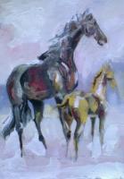 Horses - Oil On Canvas Paintings - By M V, Classical Painting Artist