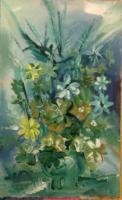 Fowers In Vase - Oil On Panel Paintings - By M V, Expression Painting Artist
