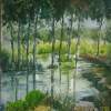 Water Field - Water Colour On Handmade Paper Paintings - By Shekhar De, Realistic Painting Artist