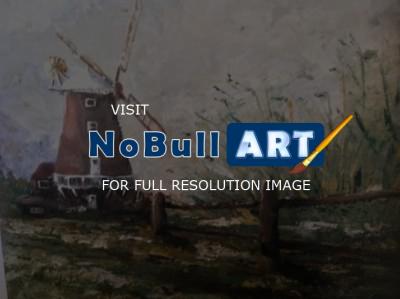 Landscape - Old Windmill - Oil On Canvasboard