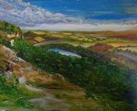 North Yorkshire Moors From The Clifftop - Acrylics Paintings - By Lanny Roff, Impressionism Painting Artist