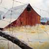 Barn Through The Fence - Acrylics Paintings - By Lanny Roff, Impressionism Painting Artist