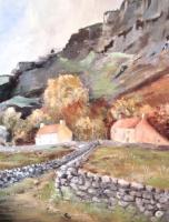 Farm Under The Cliff - Oils Paintings - By Lanny Roff, Impressionism Painting Artist