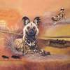 Wild Dogs At Sunset - Acrylic On Canvas Board Paintings - By Marilyn Hull, Realism Painting Artist