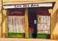 Cafe Des Amis II - Acrylic On Canvas Paintings - By Peter Hobden, Impressionist Painting Artist