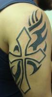 Tribal Cross - Tattoos Mixed Media - By Jules Tattoos, Tribal Mixed Media Artist