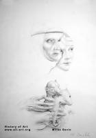 Stillness-Leonardo - Paper Pencil Drawings - By Mirko Sevic, Surrealism Drawing Artist