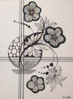 China Vase III - Marker And Acrylics Mixed Media - By Sunanta Ddl, Comtemporary Mixed Media Artist