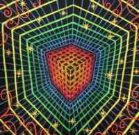 The Cube - Fluorescent Acryl Paintings - By Vesa Peltonen, Psychedelic Painting Artist
