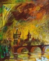 Charles Bridge - Acryl Paintings - By Vesa Peltonen, Psychedelic Painting Artist