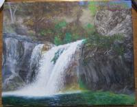 Landscape - Waterfall At Fossile Creek Canyon In Arizona - Oil Paint On Canvas