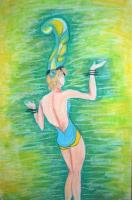 Showgirl - Colored Pencil Drawings - By Emily Dewbre-Young, Traditional Drawing Artist