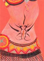 Tribal Tat Dancer - Colored Pencil Drawings - By Emily Dewbre-Young, Traditional Drawing Artist