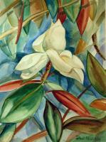 Magnolia 1 - Watercolors Paintings - By Desi Nesh, Nature Painting Artist