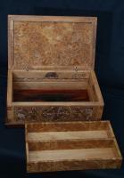 Inside Of Geometric Jewlery Box - Basswood And Exotic Hard Woods Woodwork - By Juan Marin, Chip Carving Woodwork Artist