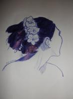 Looking Away - Ink Pen Drawings - By Sara Sheehan, Shading Drawing Artist
