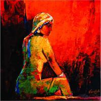 Waiting For Love - Mix Media Paintings - By Gurdish Pannu, Artwork Painting Artist