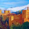 Ahlambra De Granada - Oil  Imposto On Streched Canva Paintings - By Manuel Sanchez, Impresionism Painting Artist