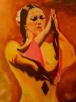 Portrait - La Flamenca - Oil On Streched Canvas