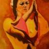 La Flamenca - Oil On Streched Canvas Paintings - By Manuel Sanchez, Impresionism Painting Artist