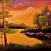 A Hidden Paradise - Oil On Streched Canvas Paintings - By Manuel Sanchez, Impresionism Painting Artist