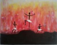 Dancing - Acrylic Paintings - By Bright Okine, Abstract Painting Artist
