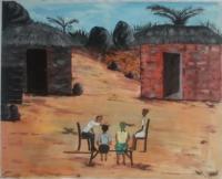 Family Meeting - Acrylic Paintings - By Bright Okine, Representational Painting Artist