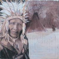 Ogalala Chief - Acrylic Paintings - By Annalise Kucan, Paint Transfer Painting Artist
